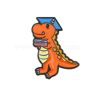 Dinosaur with Book & Hat Enamel Pin, Alloy Brooch for Backpack Clothes, Coral, 29x21mm(WG23706-05)