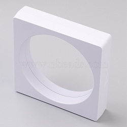 Transparent Necklace Display Box, Plastic, Square, White, 9x9x2cm, Inner Diameter: 75mm(OBOX-G013-15)