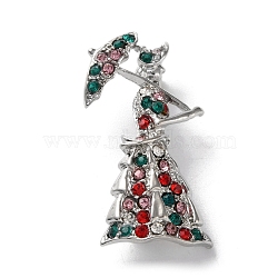 Fashion Platinum Zinc Alloy Enamel Pins, Rhinestones Brooches for Backpack Clothes, Goddess, 40x23mm(JEWB-D068-01P-04)