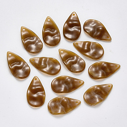 Acrylic Pendants, Imitation Gemstone Style, Waved Teardrop, Camel, 30.5x17x4mm, Hole: 1.8mm, about 510pcs/500g(OACR-R075-11C)