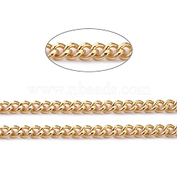 Brass Curb Chains, Twisted Chains, Soldered, Long-Lasting Plated, with Spool, Real 18K Gold Plated, 4x3.2x1.5mm, about 16.4 Feet(5m)/roll(CHC-G005-26G)