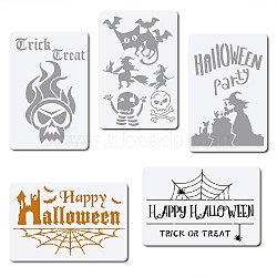 Plastic Drawing Painting Stencils Templates, Rectangle, Halloween Themed Pattern, 20x30cm, 5pcs/set(DIY-WH0244-029)