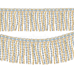Two Tone Polyester Twisted Rope Tassel Fringe Trimming, Bullion Fringe Trim, Curtain Decoration, Costume Accessories, Light Blue, 79~80x2.5mm, 12m/card(DIY-WH0304-703E)