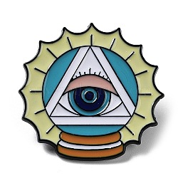 Evil Eye Theme Enamel Pins, Black Zinc Alloy Brooch for Backpack Clothes, Shell Shape, 30x31mm(JEWB-B012-01D)