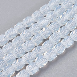 Opalite Beads Strands, Faceted, Cube, White, 6x6x6mm, Hole: 1mm, about 71pcs/strand, 16.5 inch(GLAA-F002-G04)