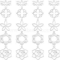 20Pcs 5 Style Stainless Steel Pendants, Laser Cut, Flower, Stainless Steel Color, 4pcs/style(STAS-UN0031-28)