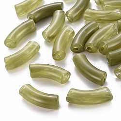 Acrylic Beads, Imitation Gemstone, Curved Tube, Olive, 36x13.5x11.5mm, Hole: 4mm, about 148pcs/500g(MACR-S372-001B-06)