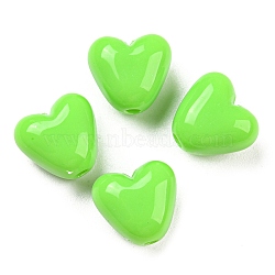 Opaque Acrylic Beads, Heart, Lime Green, 10x10.5x7mm, Hole: 1.8mm, about 1100pcs/500g(OACR-B013-27A)