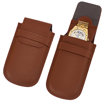 1Pc Leather Single Watch Gift Envelope Bags, Rectangle, Saddle Brown, 15x8.1x2.45cm