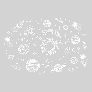 PVC Wall Stickers, for Home Living Room Bedroom Wall Decoration, White, Spaceship, 350x800mm