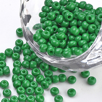 Baking Paint Glass Seed Beads, Round, Sea Green, 3x1.5~3mm, Hole: 1mm, about 10000pcs/bag, about 450g/bag