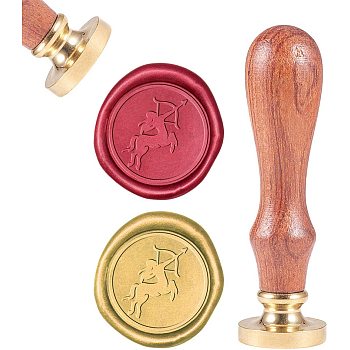 DIY Scrapbook, Brass Wax Seal Stamp and Wood Handle Sets, Cupid Pattern, 8.9x2.5cm, Stamps: 25x14.5mm