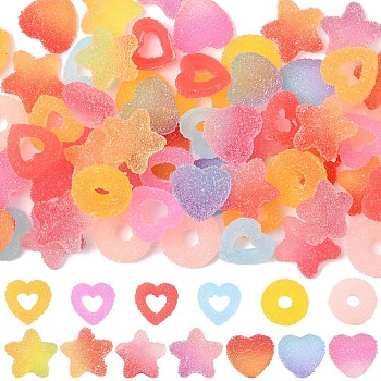 65Pcs 13 Styles Resin Cabochons Accessories, Mixed Color, 15x16x5.5mm
