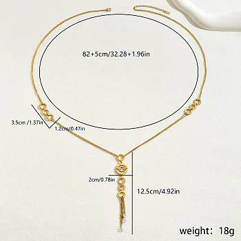 Gorgeous Stainless Steel Crystal Rhinestone Roman Numeral Circle Pendant Necklaces for Women, Golden, 32.28 inch(82cm)