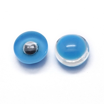 Glass Beads, Undrilled/No Hole Beads, Evil Eye, Deep Sky Blue, 8x3mm