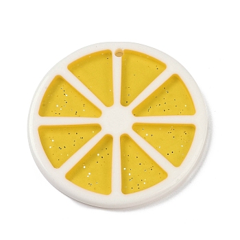 Resin Pendants, Fruit Lemon Slice Charms, Gold, 36x2.5mm, Hole: 1.8mm