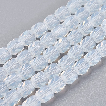 Opalite Beads Strands, Faceted, Cube, White, 6x6x6mm, Hole: 1mm, about 71pcs/strand, 16.5 inch