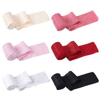 BENECREAT 6 Rolls 6 Colors Polyester Ribbons, Raw Edges, Mixed Color, 2 inch(50mm), about 3 yards/roll, 1 roll/color