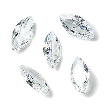 Cubic Zirconia Cabochons, Point Back, Horse Eye, Clear, 8x4x2mm