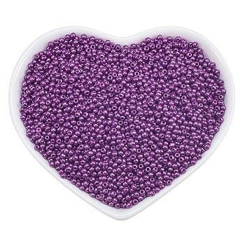 Ornaland 12/0 Glass Seed Beads, Baking Varnish, Opaque Colours, Round, Purple, 2x1.5mm, Hole: 0.3mm, about 11200pcs/bag