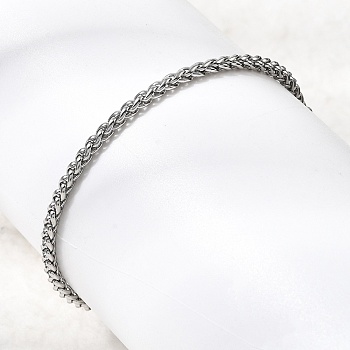 Tarnish Resistant 304 Stainless Steel Wheat Chain Bracelets, with Lobster Claw Clasps, Stainless Steel Color, 7-1/2 inch(190mm), 3mm
