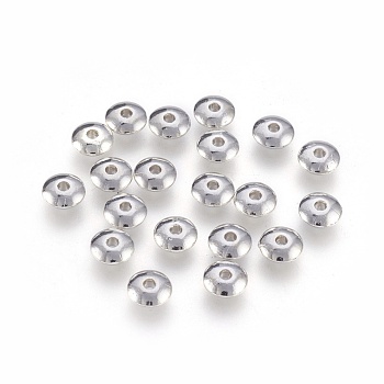 Alloy Spacer Beads, Lead Free & Cadmium Free, Flat Round, Platinum, 6x2mm, Hole: 1.5mm Lead Free