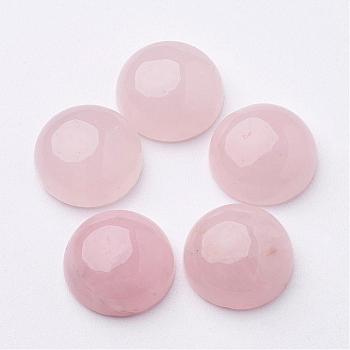 Natural Rose Quartz Cabochons, Half Round/Dome, Pink, 12x5mm