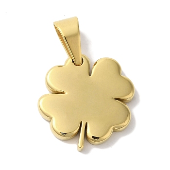 Ion Plating(IP) 304 Stainless Steel Pendants, Four Leaf Clover Charm, Golden, 20x19x3mm, Hole: 8.5x5mm