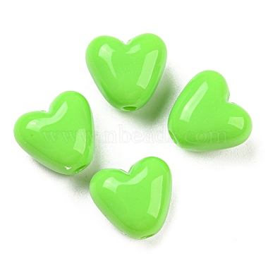 Lime Green Heart Acrylic Beads