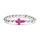 Synthetic Turquoise(Dyed) Cross Stretch Bracelet with Glass for Women(X-BJEW-JB07663)-6