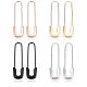 4 Pairs 4 Colors Exquisite Alloy Safety Pin Shape Hoop Earrings for Women(EJEW-AN0001-87)-1