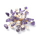 Natural Mixed Gemstone Chips & Pearl Beaded Flower Brooch Pin(JEWB-BR00098)-3