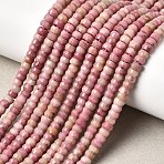 Natural Rhodonite Heishi Beads Strands, Faceted Rondelle, 4x2.5mm, Hole: 0.9mm, about 151~155pcs/strand, 14.57''~14.96''(37~38cm)(G-A299-A15-01)