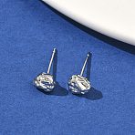 Nuggets Brass Stud Earrings, Real Platinum Plated, 5x6.5mm(EJEW-F403-01P)