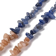 Natural Orange Moonstone & Green Aventurine & Blue Aventurine Beads Strands, Chip, 4~17x4~10x1~8mm, Hole: 0.8~1mm, about 15.35~16.14 inch(39~41cm)(G-L610-A09-01)