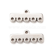 Non-Tarnish 304 Stainless Steel Chandelier Component Links, 6-Loop Connector, Rectangle, Stainless Steel Color, 5x13.5x1.5mm, Hole: 1mm(STAS-A074-02E-P)