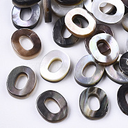 Natural Black Lip Shell Beads, Top Drilled Beads, Letter.O, O: 10x8.5x2.5mm, Hole: 0.6mm(X-SSHEL-S265-001O)