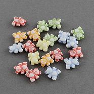 Craft Style Bear Acrylic Beads, Mixed Color, 9x8x4mm, Hole: 1.5mm(X-MACR-S245-01)