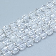 Natural Quartz Crystal Beads Strands, Rock Crystal, Faceted, Cube, 7.5~9x7.5~9x7.5~9mm, Hole: 0.8mm, about 37pcs/strand, 15.35 inch(39cm)(G-L552D-15A)