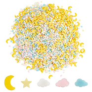 Handmade Polymer Clay Cabochons, Star & Moon & Cloud, Mixed Color, 5~9x3.5~6.5x1mm, 100g, about 6611pcs/box(CLAY-CP0001-03)