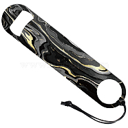 201 Stainless Steel Bottle Opener, with PU Leather Cord, Rectangle, Marble Pattern, 178x38x2mm(AJEW-WH0393-005)