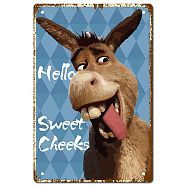 Tinplate Sign Poster, Vertical, for Home Wall Decoration, Rectangle with Word with Word Hello Sweet Cheeks, Donkey Pattern, 300x200x0.5mm(AJEW-WH0157-411)
