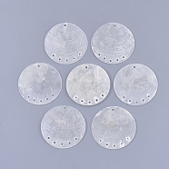 Capiz Shell Chandelier Component Links, Flat Round, WhiteSmoke, 40x1.5mm, Hole: 1.8mm(SHEL-S276-25)