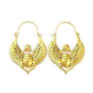Alloy Hoop Earrings, Tumblebugs with Wing, Antique Golden, 56x38.5mm(EJEW-B043-03AG)