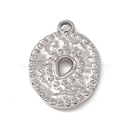 304 Stainless Steel Pendants, Textured, Oval Charm, Stainless Steel Color, 21.5x15x2mm, Hole: 2.3mm(STAS-P316-11P)