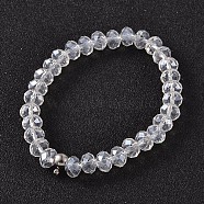 Korean Elastic Thread Glass Beaded Stretch Bracelet Making, with 304 Stainless Steel Findings, Clear, 55mm(BJEW-JB02167-01)