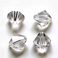 Imitation Austrian Crystal Beads, Grade AAA, Faceted, Bicone, Clear, 4x4mm, Hole: 0.7~0.9mm(SWAR-F022-4x4mm-001)