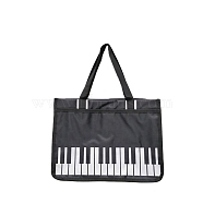 Nylon Piano Keys Music Tote Bags, Music Shopping Bag with Zipper, Rectangle, Black, 37x28x12cm(PW-WG40057-02)