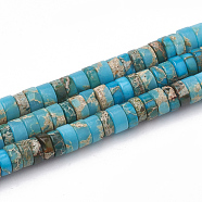 Synthetic Imperial Jasper Beads Strands, Heishi Beads, Flat Round/Disc, Deep Sky Blue, 4~5x2~2.5mm, Hole: 0.5mm, about 173pcs/strand, 15.5 inch(G-T103-18H)