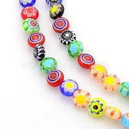 Handmade Millefiori Glass Bead Strands, Flat Disc, Mixed Color, 6x3~4mm, Hole: 1mm, about 66pcs/strand, 15 inch(LAMP-J034-6mm-M)